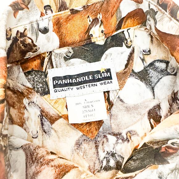 Panhandle Slim Horse Print Western Wear Button Down Long Sleeve Shirt Size Small - Picture 2 of 4